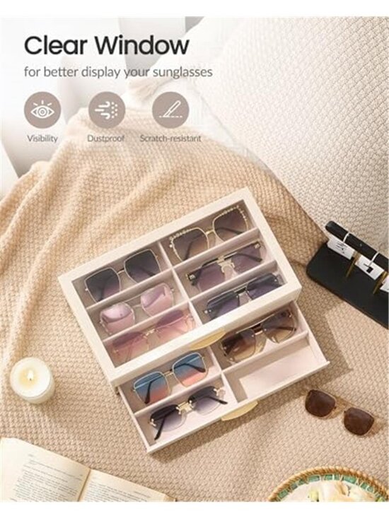 12 Slot Enlarged Sunglasses Organizer for women Multi Eyewear Storage Box main image 5